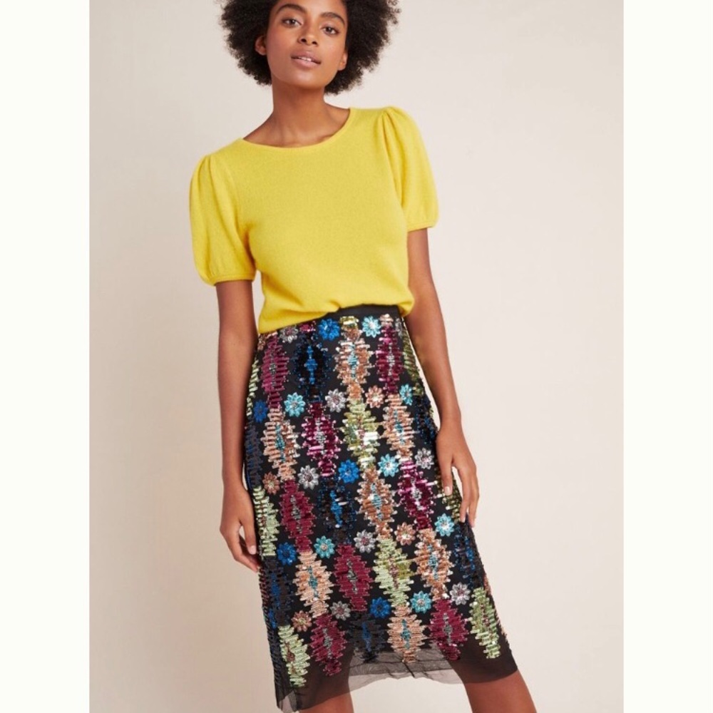 Eva Franco Colorful Sequin Midi Skirt